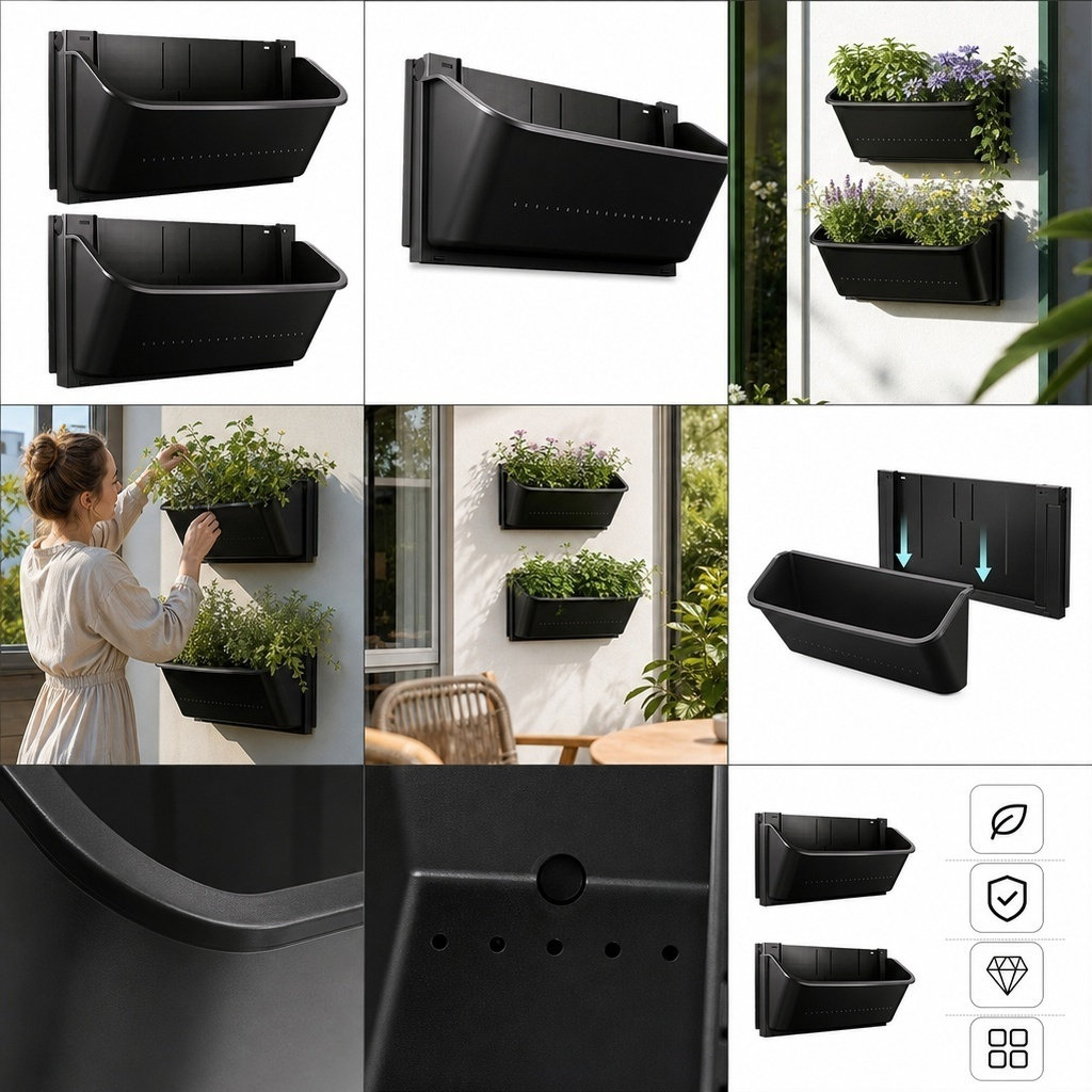 Vertical Planter - قطعتان من أوعية الزرع المثبتة على
